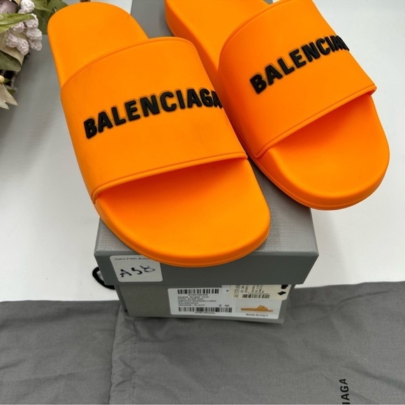 Men’s Balenciaga rubber pool slides logo size 46 made in Italy - Picture 2 of 9